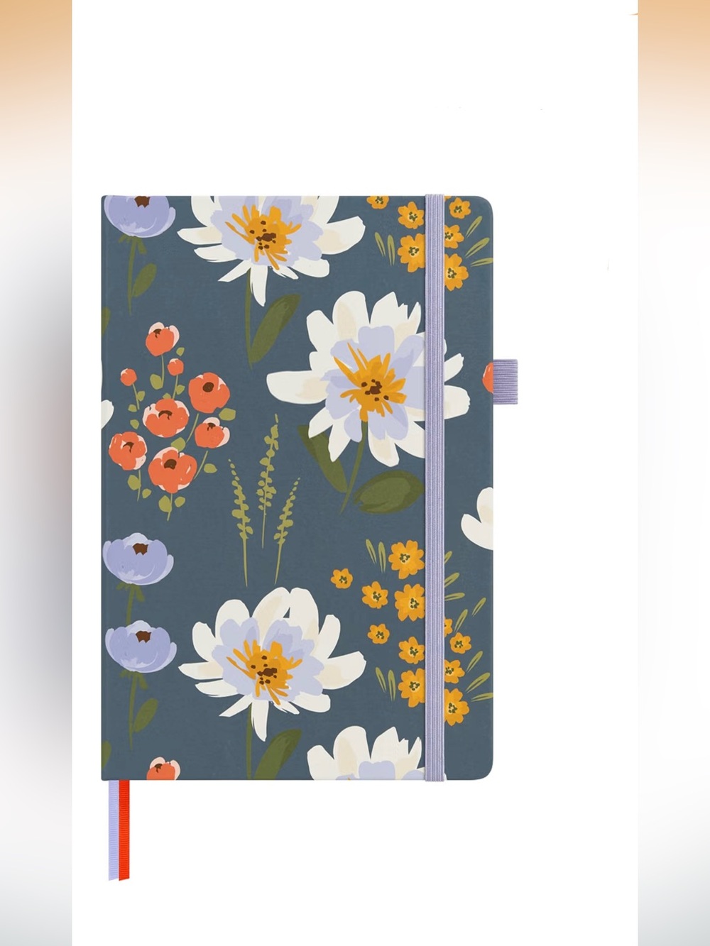 Floral Hardcover Notebook - Blue with Multicolor Flowers